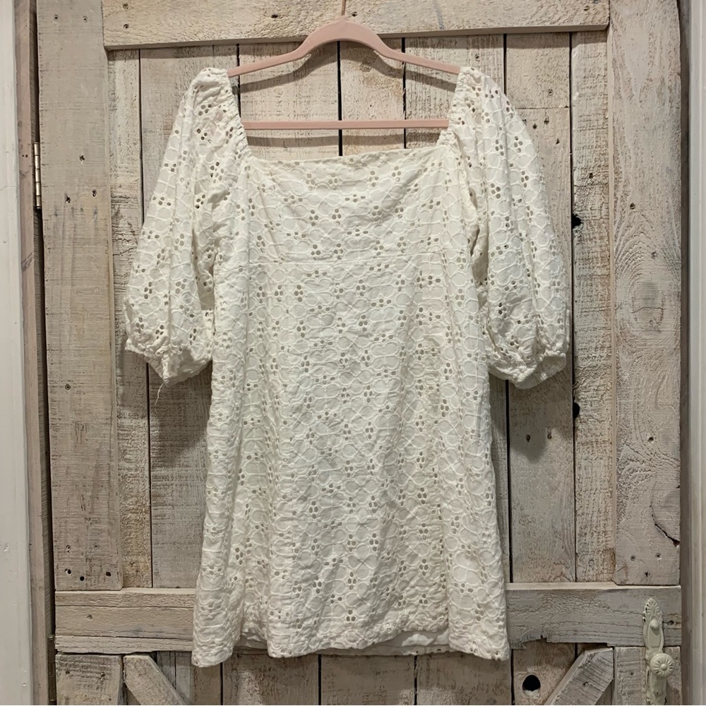 Boutique White Eyelet Mini Dress